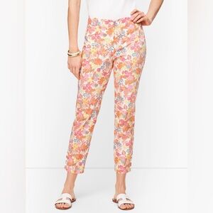 Talbots PERFECT CROP PANTS CURVY FIT FRUIT & FLOWERS pink orange pinapple sz 12